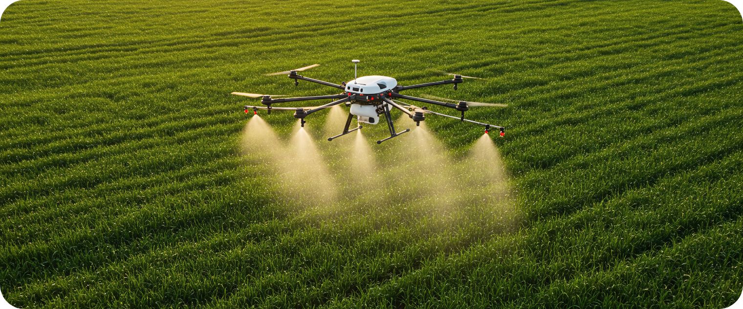 Dron nad złotym polem
